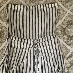 striped strapless romper